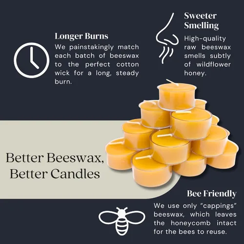Vista 4 de Bluecorn Beeswax, velas 100 % cera de abeja, color marfil Crudo