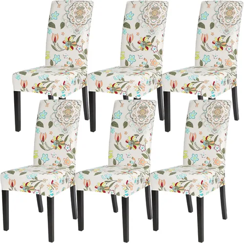 Vista 95 de SearchI Juego de 2 fundas elásticas para sillas Parsons de comedor, fundas elásticas con estampado de elastano, extraíbles, lavables, fundas