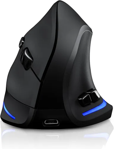 Vista 6 de TRELC Ratón ergonómico, ratón óptico vertical inalámbrico de 2.4 G con sensibilidad ajustable (1000/1600/2400 DPI), 6 botones para PC, computadora