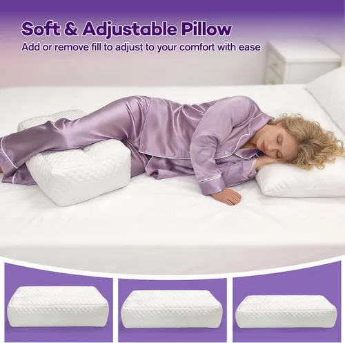 Vista 5 de Almohada de rodilla de espuma viscoelástica triturada para dormir de lado, almohada de apoyo para dormir de lado, alivia el dolor de cadera, espalda