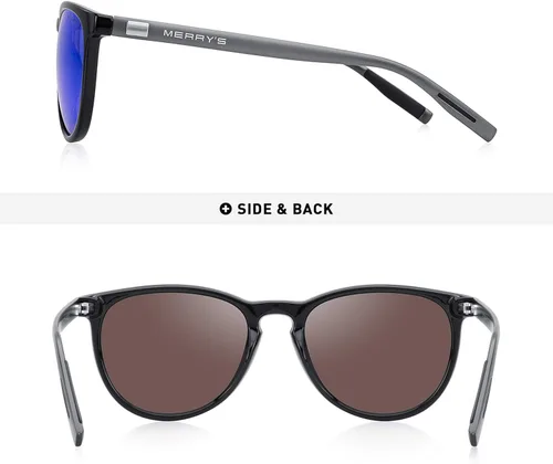 Vista 4 de MERRYS Polarized Sunglasses for Women Men Vintage Retro Classic Round Frame Aluminum Legs S8288