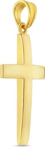 Vista 3 de Colgante de cruz de oro macizo de 14 quilates biselado liso para hombre