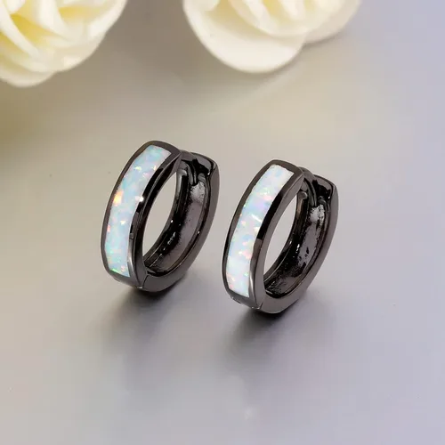 Vista 236 de CiNily Aretes Huggie de ópalo con bisagras, chapados en oro, hipoalergénicos, pequeños aretes de aro para mujeres, adolescentes, niñas, hombres