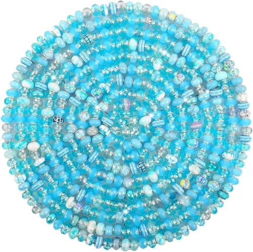 Vista 12 de 60 Piezas Cuentas Espaciadoras de Agujero Grande Cuentas Negras Surtidas Europeas para Manualidades Cuentas Grandes de Agujero Grande Lampwork