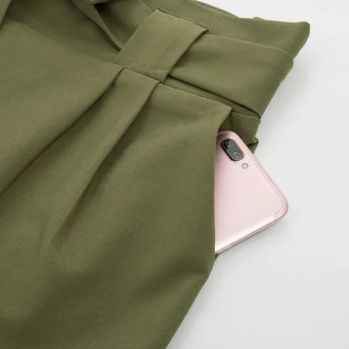Vista 5 de GRACE KARIN - Pantalón tipo lápiz para mujer, diseño informal de tiro alto, con lazo al frente y bolsillos, para trabajo.