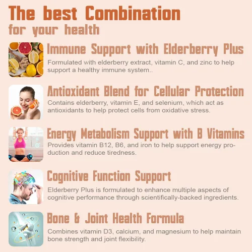 Vista 4 de Health Dose Cápsulas de saúco Plus – Suplemento de apoyo inmunológico con vitaminas C, D3, zinc, selenio y 11 ingredientes para el bienestar durante