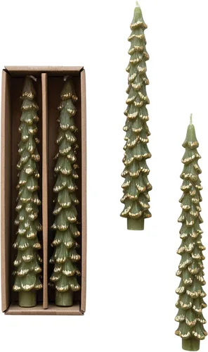 Vista 19 de Creative Co-Op Velas cónicas en forma de árbol sin perfume, ponche de huevo, juego de 2 en caja, 5 pulgadas Eggnog