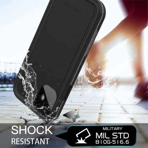 Vista 5 de funda impermeable para IPhone de 6.1 con protector de pantalla sub-acuático a prueba de golpes, cuerpo completo a prueba de polvo, funda resistente