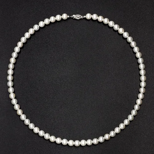 Vista 8 de Pearl Necklace for Women, 6-8mm Round White Pearl Choker Necklace for Men Strand Pearl Collar Women Girls Pearl Jewelry Gift Wedding Pearl Necklace