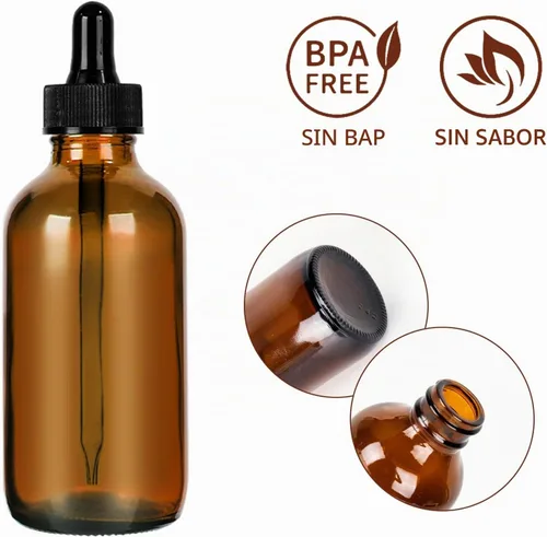 Vista 3 de CycleMore 16 Pack 4 oz Amber Glass Boston Bottles with Glass Droppers