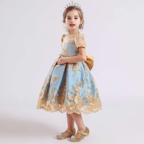 Vista 3 de Vestidos de flores para niñas TTYAOVO. Vestido para bodas de princesa para niñas pequeñas.