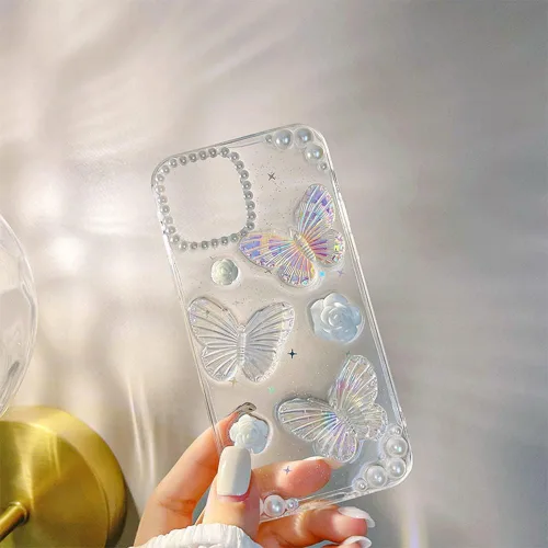 Vista 7 de Funda para iPhone 11 Pro con cadena de dije para teléfono, funda protectora con purpurina transparente para mujeres y niñas para iPhone 11 Pro