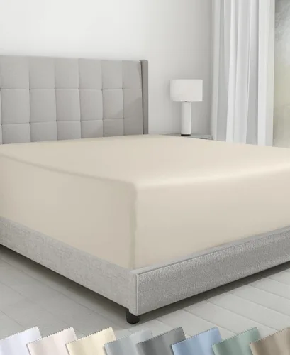Vista 10 de California Design Den - Sábana bajera ajustable de algodón de 600 hilos, con bolsillo profundo elástico 01 - Blanco brillante