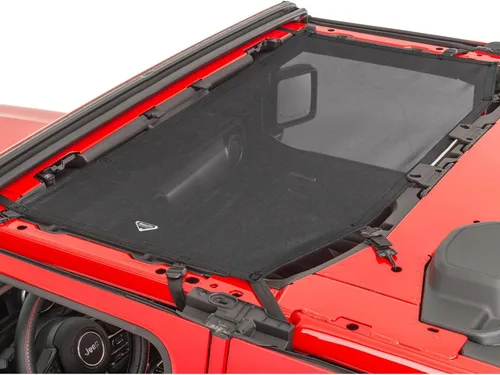 Vista 7 de MasterTop ShadeMaker Bimini Techo de Malla - Se Ajusta a Jeep Wrangler JL de 2 Puertas 2018-2023 - Parasol para Jeep Wrangler JL - Correas y Rojo