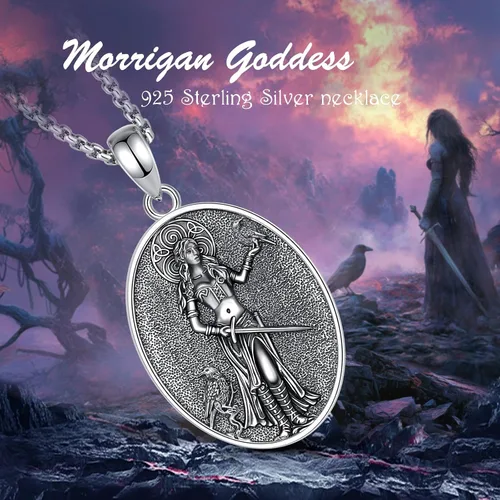 Vista 121 de EUDORA Collar de plata de ley 925 con moneda Hécate, Athena, Perséfono, Nyx, diosa de la luna triple, diosa celta, rueda de Hécate, llave, regalo