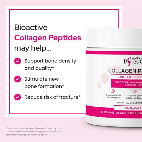 Vista 3 de FORTIBONE Péptidos de colágeno Polvo de colágeno hidrolizado esencial para la construcción de huesos para mujeres y hombres, clínicamente respaldado
