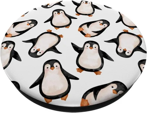 Vista 2 de Pingüinos Acuarela Patrón PopSockets Swappable PopGrip