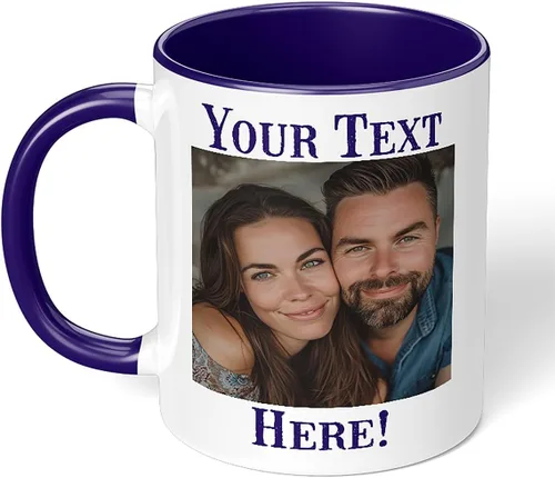 Vista 18 de Taza de café de cerámica negra personalizada de 11 onzas con texto, mensaje, tu texto aquí, nombre, DYE Taza para Cafe personalizadas, con foto