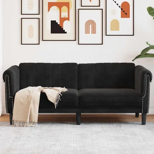 Vista 2 de vidaXL Sofá de 2 plazas, sofá tapizado, sofá biplaza para sala de estar en casa, muebles de sofá, sofá de dos plazas, estilo moderno, terciopelo
