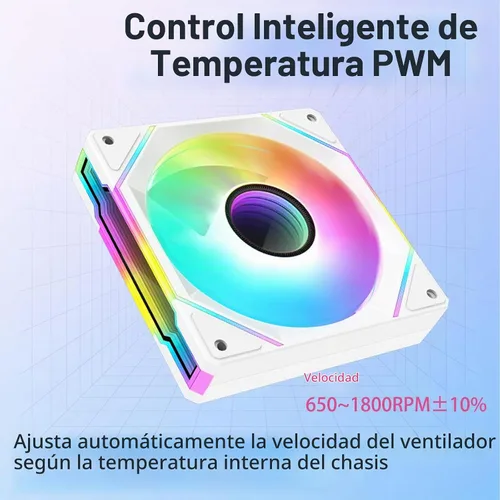 Vista 6 de Ventilador de computadora Infinity Mirror ARGB de 4.724 in, ventilador PWM negro de alto rendimiento con efecto de luz personalizable por SYNC