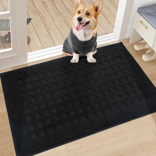 Vista 25 de BEQHAUSE Tapetes para puerta de 20 x 32 pulgadas, tapete antideslizante de punto gofre, de perfil bajo, resistente a la suciedad y absorbente, Beige