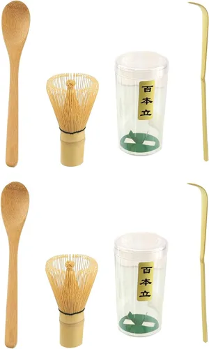 Vista 4 de JapanBargain, Juego de batidor de matcha, cazen de bambú japonés, juego de cuchara y cuchara de té Chashaku, herramientas tradicionales de ceremonia