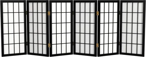 Vista 31 de Biombo portátil simple de 2 pies Biombo diseño Shoji, clásico diseño japonés 4 anchuras, 6 colores, Madera, Negro