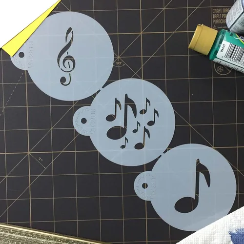 Vista 4 de Designer Stencils Musical Cookies Stencil, Beige/Semi-Transparent