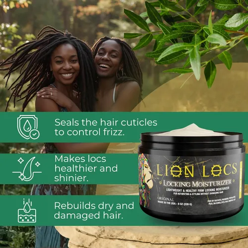 Vista 5 de Lion Locs - Hidratante para rastas, mechones, microlocs, entrelazados, trenzas, trenzas, fauxlocs, Twistlocks o Sisterlocks (8 onzas) (firme)