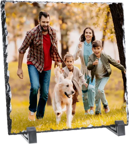 Vista 10 de Marco de piedra personalizado para fotos personalizadas, marcos de placa de pizarra de roca, regalos personalizados para bodas, familiares, mascotas