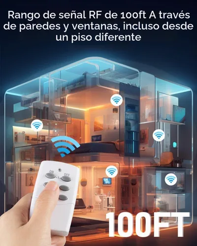 Vista 2 de HBN - Enchufe con control remoto inalámbrico con 2 controles de interruptor individuales, enchufes de diseño compacto hasta 100 pies de alcance