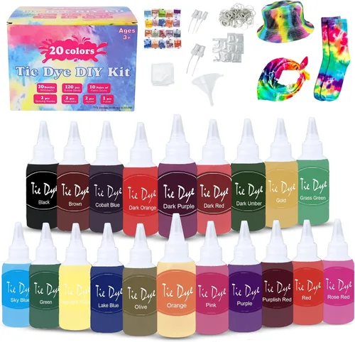 Vista 10 de Kit de teñido anudado para niños y adultos, juego completo de teñido anudado con polvo de teñido anudado en paquetes de recambio de teñido anudado