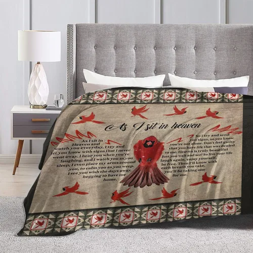 Vista 6 de Manta de Cardenal Rojo Heaven Cardinal Decor Manta de Tiro Regalos para Niñas Niños As I Sit in Heaven Ropa de Cama de Sofá Súper Cálida Suave Felpa