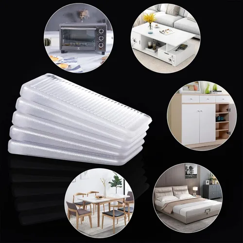 Vista 4 de ZZRANYE 4 Piezas de Cuñas de Mesa de Goma Transparente, Cuña de Nivel para Mejora del Hogar, Cuñas de Mesa, Cuñas de Cama, Cuñas de Inodoro, Cuñas