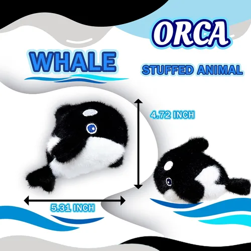 Vista 2 de Lindos animales de peluche de orca para niños, bebés, mini peluches, juguetes de peluche de orca, juguetes de peluche de ballena kawaii para niñas