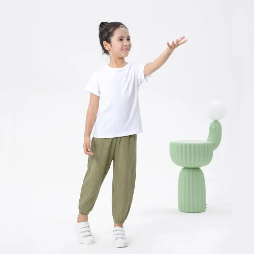 Vista 4 de GFQLONG Paquete de 3 pantalones casuales básicos lisos para bebé, verano, otoño, cómodos, de algodón y lino, paquete de 3