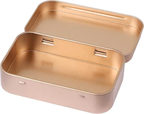 Vista 3 de MIDELONG Paquete de 3 cajas rectangulares de metal con bisagras con tapa, mini caja portátil vacía, contenedores para manualidades, kit