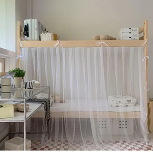 Vista 9 de 4 postes esquineros para dormitorio de estudiantes, litera, mosquitera, cortinas de cama para dormitorio, escuela, universidad, decoración de Rosa