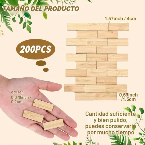Vista 2 de Sintuff 200 mini tablas de madera para casa de muñecas a escala 1:12, beige