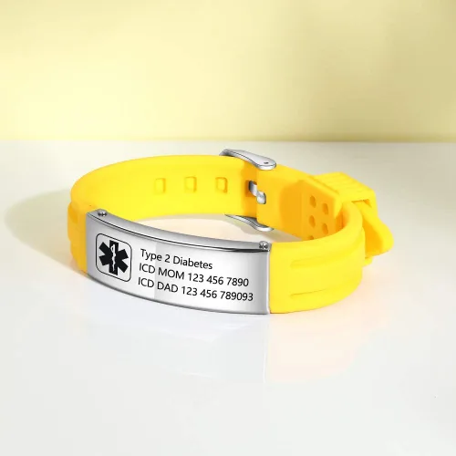 Vista 17 de OPALSTOCK Pulseras médicas personalizadas de silicona ajustable para identificación de emergencias, grabado gratuito, 9 pulgadas, resistente al