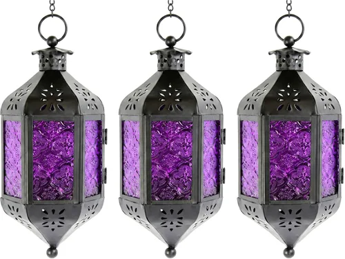 Vista 18 de Vela Lanterns Farol portavelas decorativo marroquí colgante de 11.5 pulgadas, portavelas para interiores y exteriores, para patio, porche, ramadán