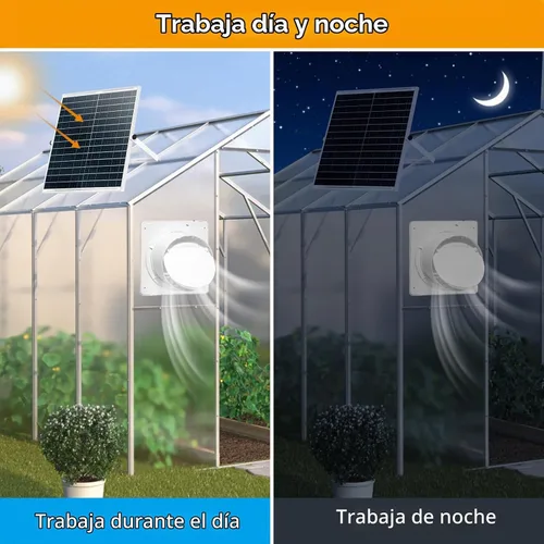 Vista 5 de Ventilador solar para gallinero con 2 velocidades de ventilador