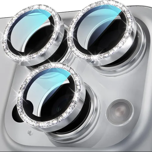 Vista 27 de YWXTW Diseñado para iPhone 14 Pro/iPhone 14 Pro Max Protector de Lente de Cámara Brillante, [Nuevo Diseño con Purpurina] Vidrio Templado de Metal
