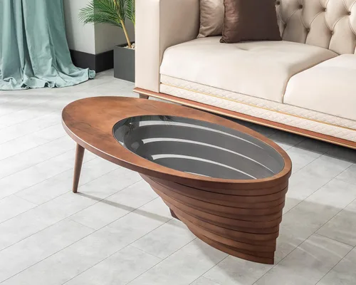Vista 9 de by Papella Design, Mesas de centro de nogal natural Veener para sala de estar, mesa rústica, mesa de centro para sala, mesa central, mesa