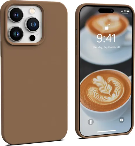 Vista 27 de IceSword Funda compatible con iPhone 14 Pro Max, color azul bebé, funda de silicona líquida, delgada, suave, antiarañazos, bonita luz azul pastel
