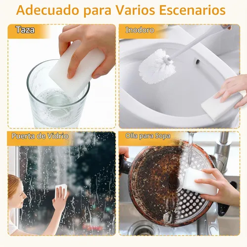 Vista 3 de Trendbox Paquete de 50 esponjas de melamina mágicas de limpieza en espuma de melamina a granel para platos, esponjas borradoras para limpieza