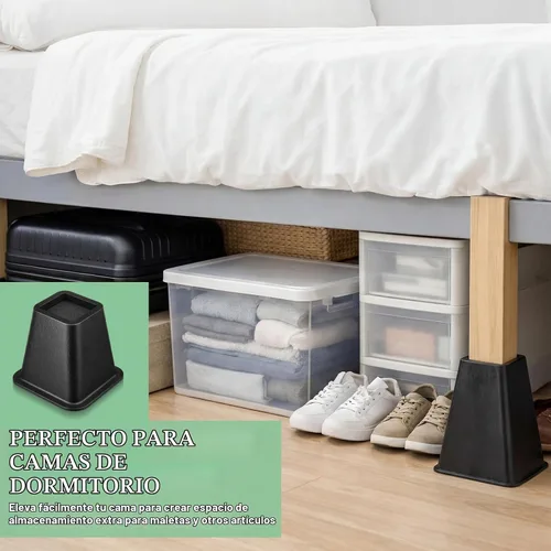 Vista 4 de Novabright Paquete de 4 elevadores de cama para dormitorio universitario de 6 pulgadas, extensores de cama de plástico extra resistentes, apilables