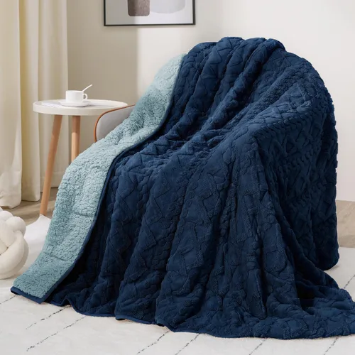Vista 12 de Drewin Manta con peso de 15 libras para adultos, manta con peso de sherpa marrón suave y acogedora para dormir y relajarse, manta de cama gruesa