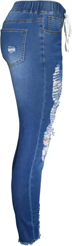 Vista 2 de Aodrusa - Pantalones vaqueros rasgados con cordón elástico en la cintura elástica y hasta el tobillo