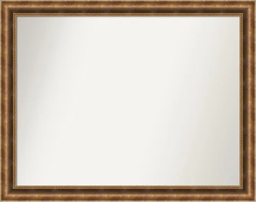 Vista 88 de Amanti Art Espejo de pared personalizado no biselado (25 x 25 pulgadas), marco de bronce acentuado, varios tamaños personalizados, espejo de baño
